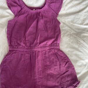 Girls' Purple Knit Romper - Comfortable Summer Bottoms